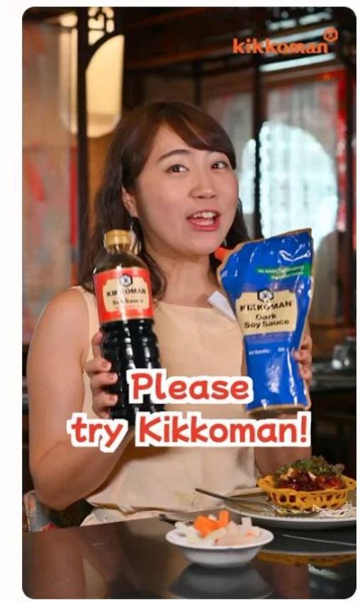 Kikkomanの醤油商品を日本の食卓で紹介するSNS動画